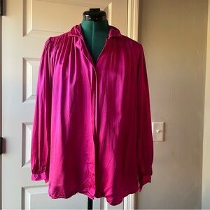 100% silk Oscar de la Renta hot pink blouse